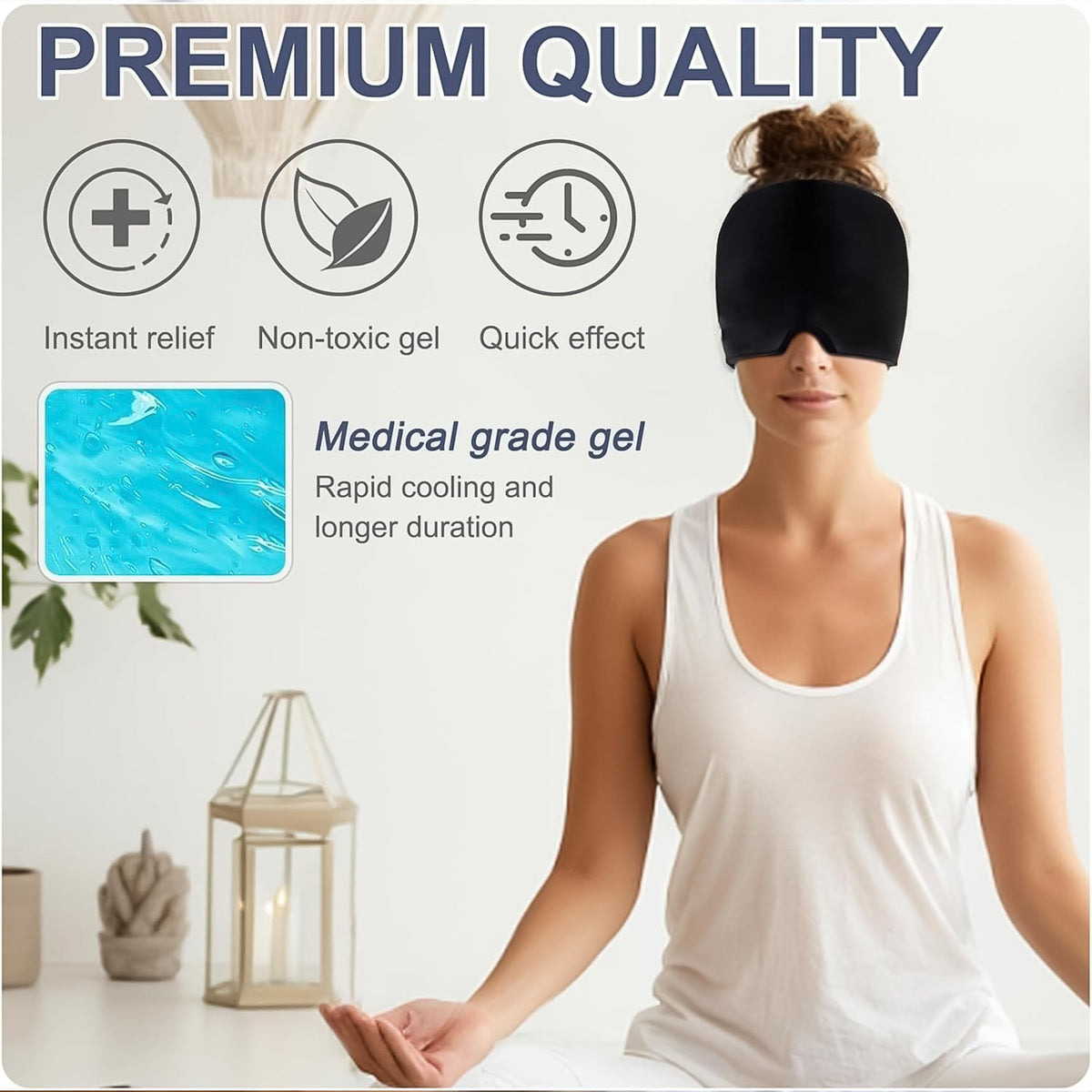 Migraine cap with cold therapy gel packs for sinus pressure