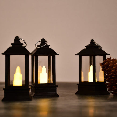 24-Pack Battery Operated Flameless Lanterns - Black & White Rustic LED Candle Lights