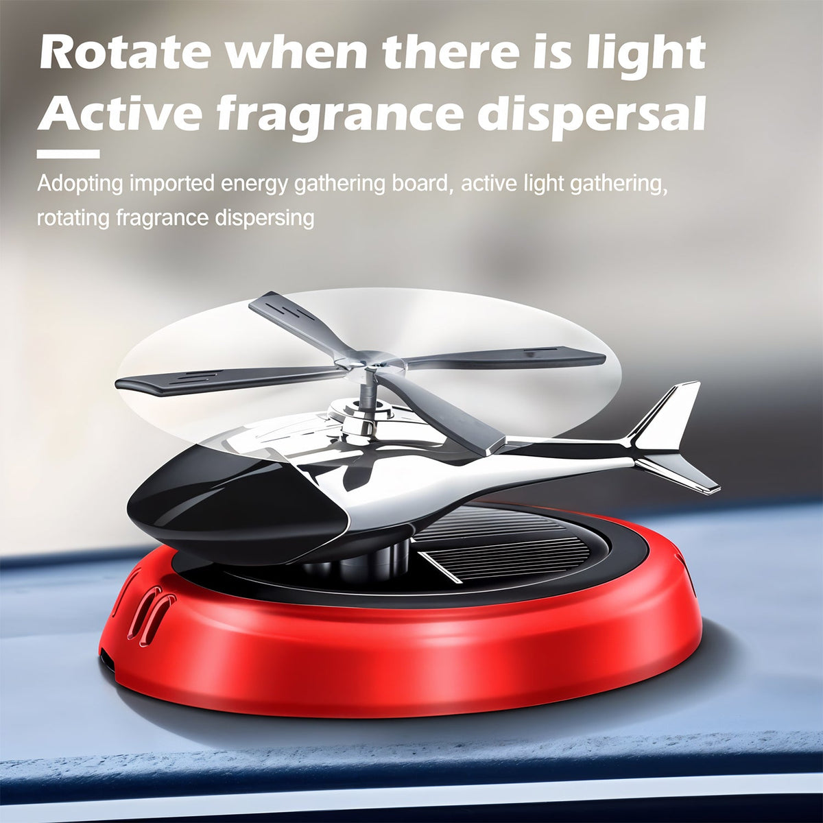 Solar-Powered Rotating Helicopter Car Air Freshener with Essential Oil Diffuser – Dashboard Fragrance Diffuser