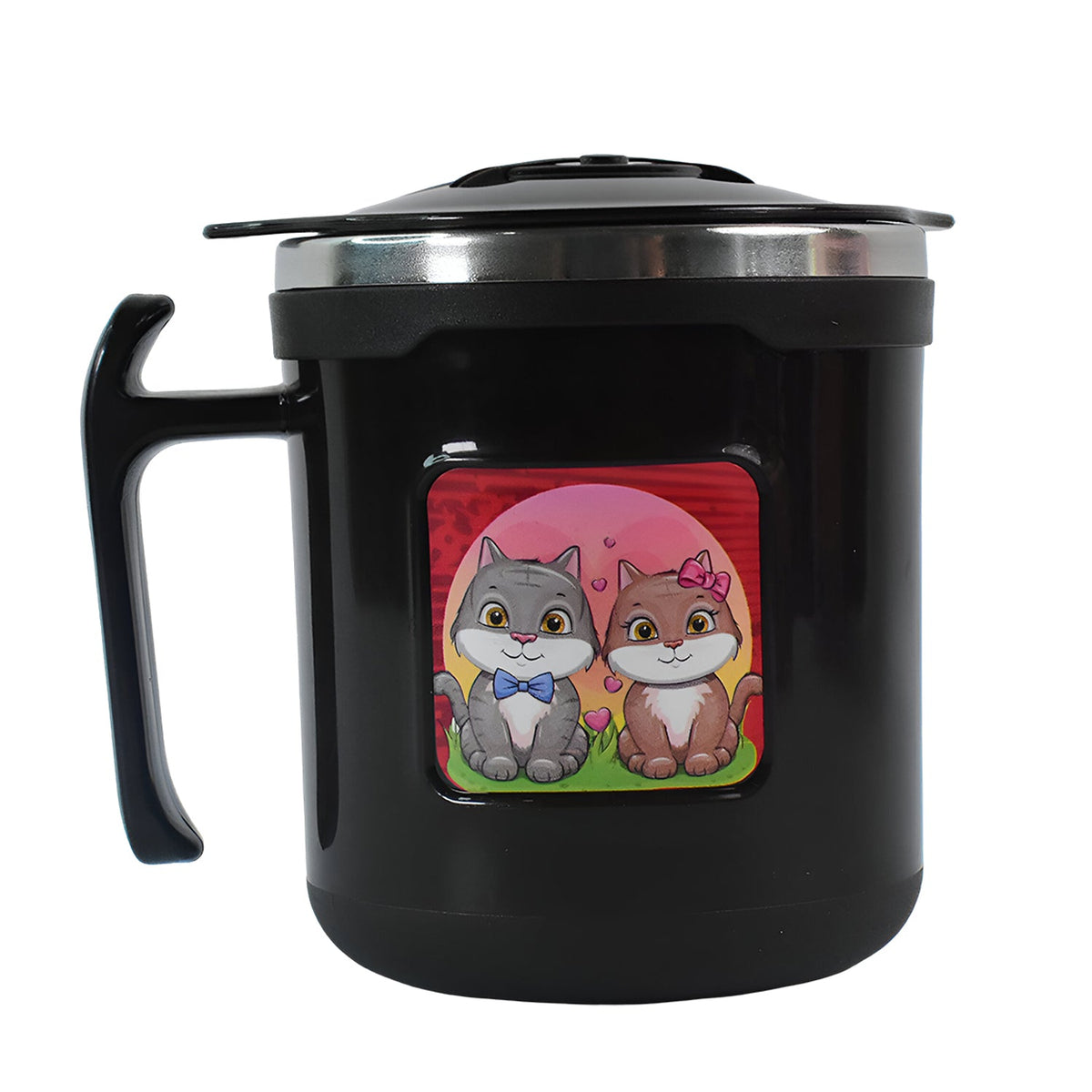 1 Pc Apex Cat Mug – 250ml Stainless Steel Insulated Mug with Cute Cat Print – Leak-Proof Lid for Kids & Gifting