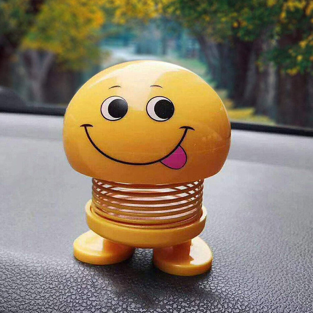 Smiling Face Spring Doll Toy for Car Dashboard – Bobblehead Emoji Decoration for Interior & Desktop (1 Pc)