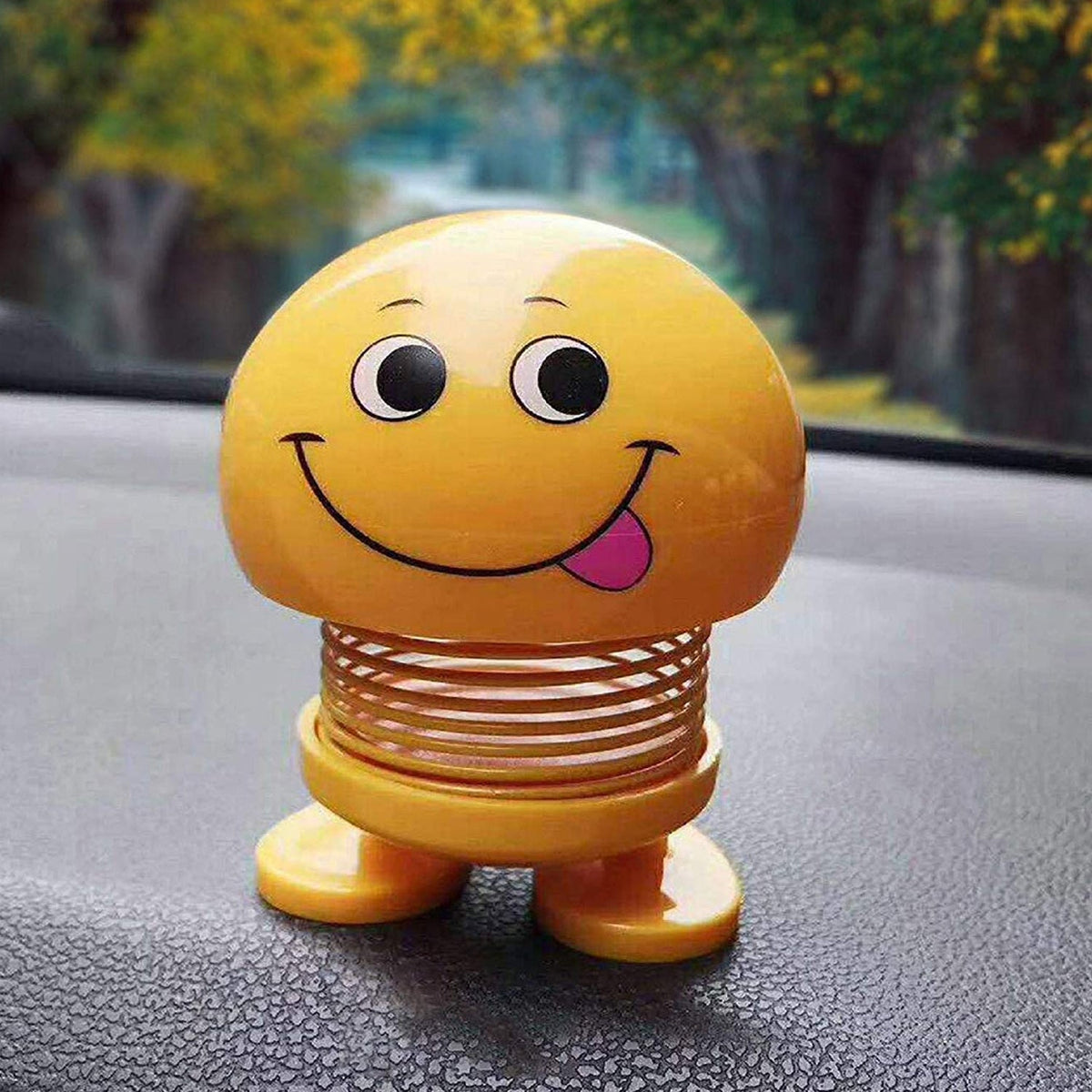Smiling Face Spring Doll Toy for Car Dashboard – Bobblehead Emoji Decoration for Interior & Desktop (1 Pc)