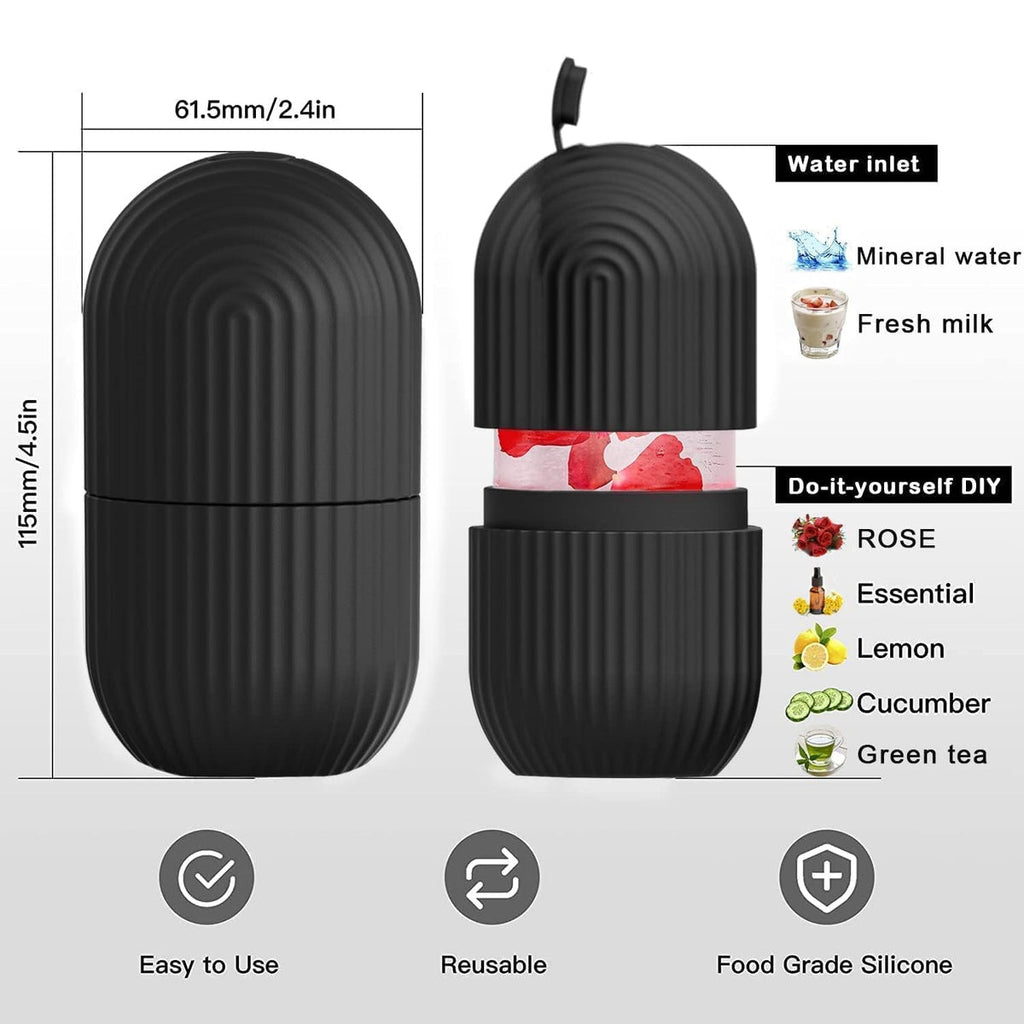 Face Ice Roller Massager for Swelling & Puffiness Reduction (Black)