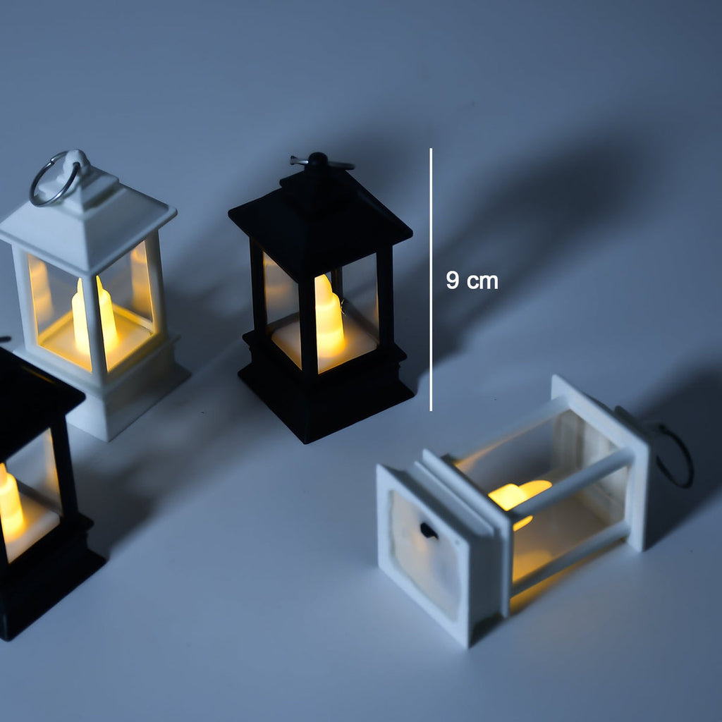 24-Pack Battery Operated Flameless Lanterns - Black & White Rustic LED Candle Lights