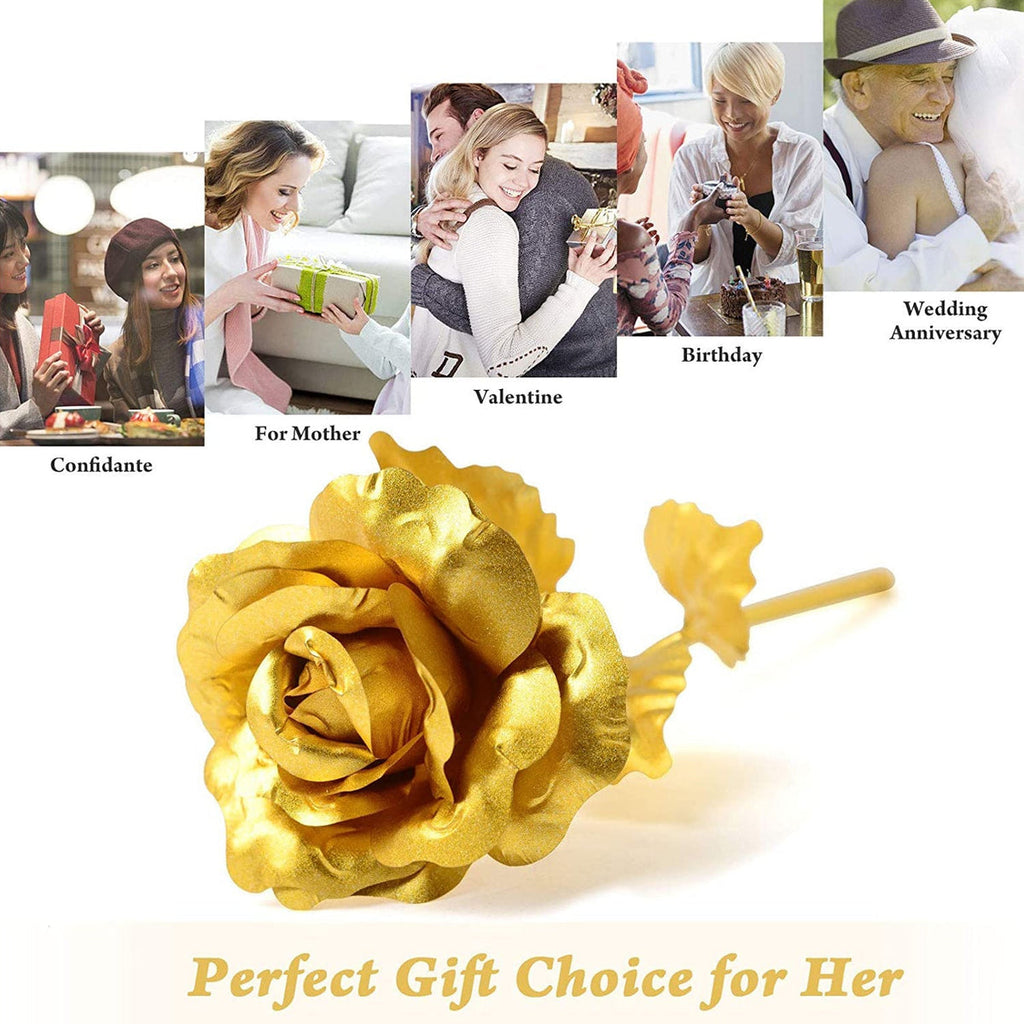 Golden Rose - Elegant Metal Decorative Piece for Home and Office