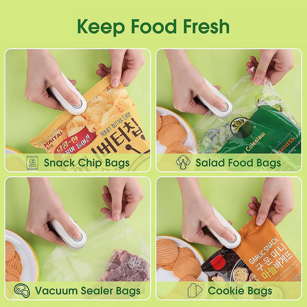 Mini Bag Sealer - 2 in 1 Seal & Cutter with USB Charging for Food Storage