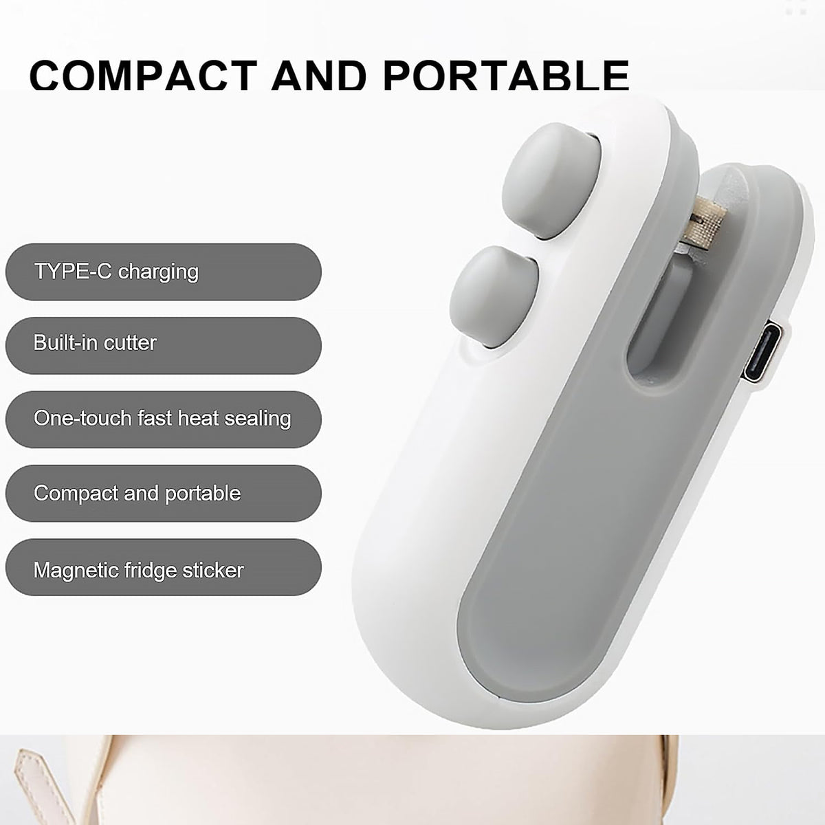 Mini Bag Sealer - 2 in 1 Seal & Cutter with USB Charging for Food Storage