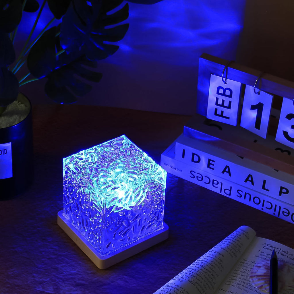 Dynamic Rotating Water Ripple Night Light - Color Changing Crystal Lamp with Remote