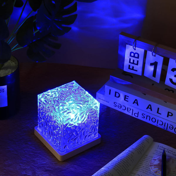 Dynamic Rotating Water Ripple Night Light - Color Changing Crystal Lamp with Remote