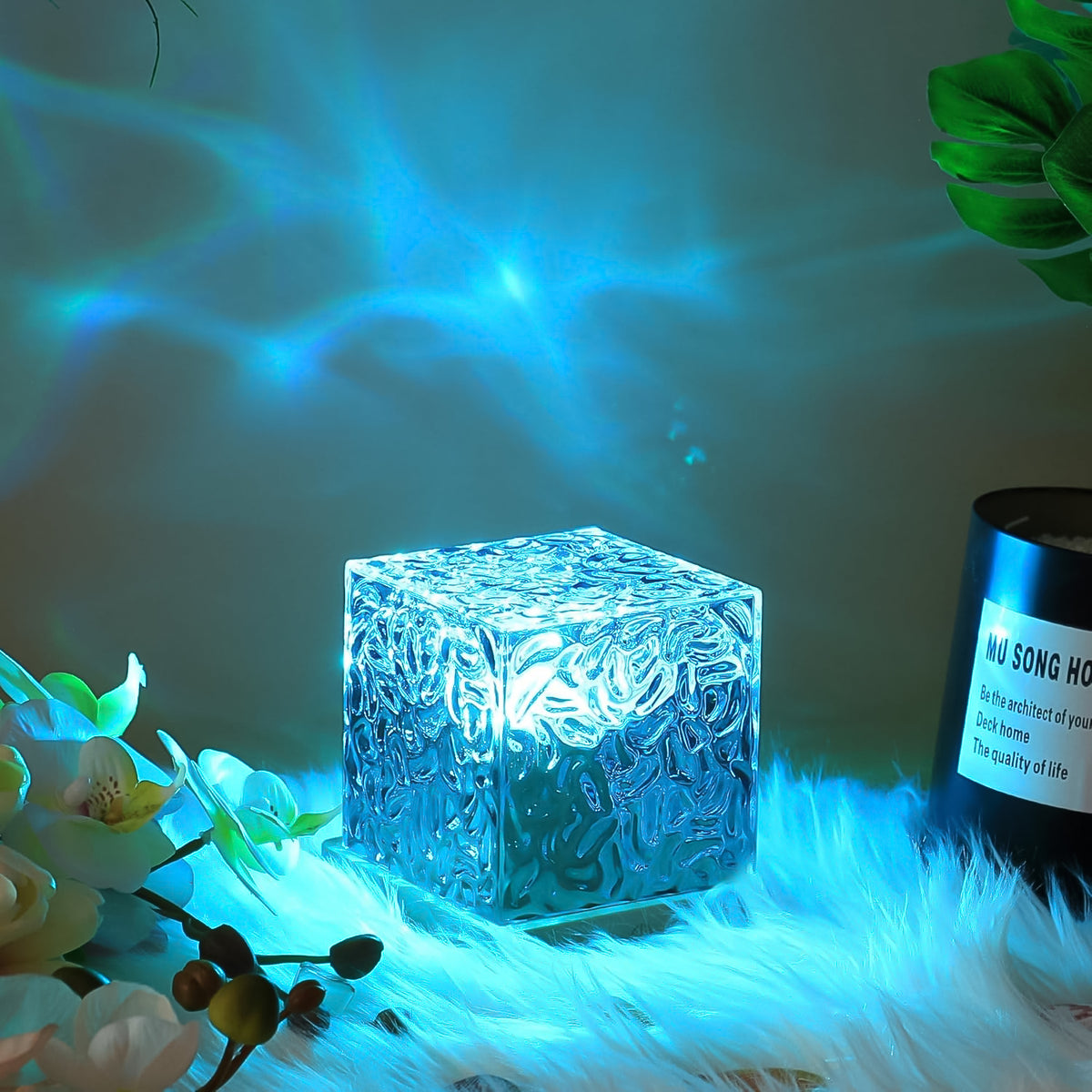 Dynamic Rotating Water Ripple Night Light - Color Changing Crystal Lamp with Remote